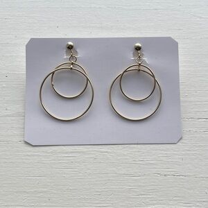 Vintage Silver Toned Linked Circle Dangle Clip Earrings